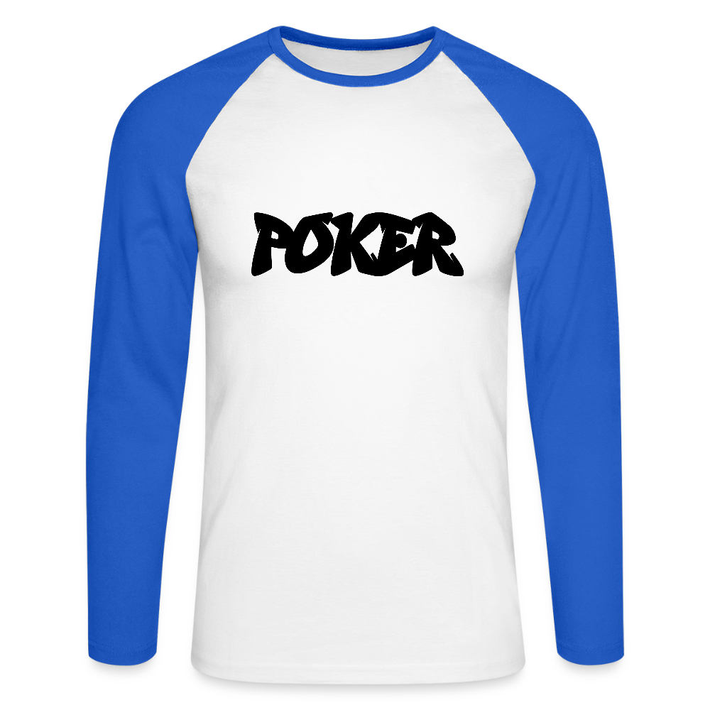 T-shirt POKER manches longues - blanc/bleu royal